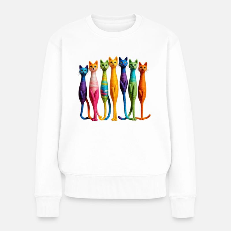 Cat - Frauen Premium Bio Pullover - Weiß