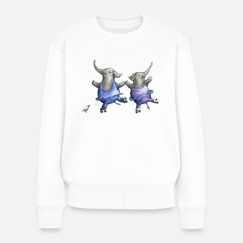 Roller skate elephant dance - Pull Premium bio Femme - blanc