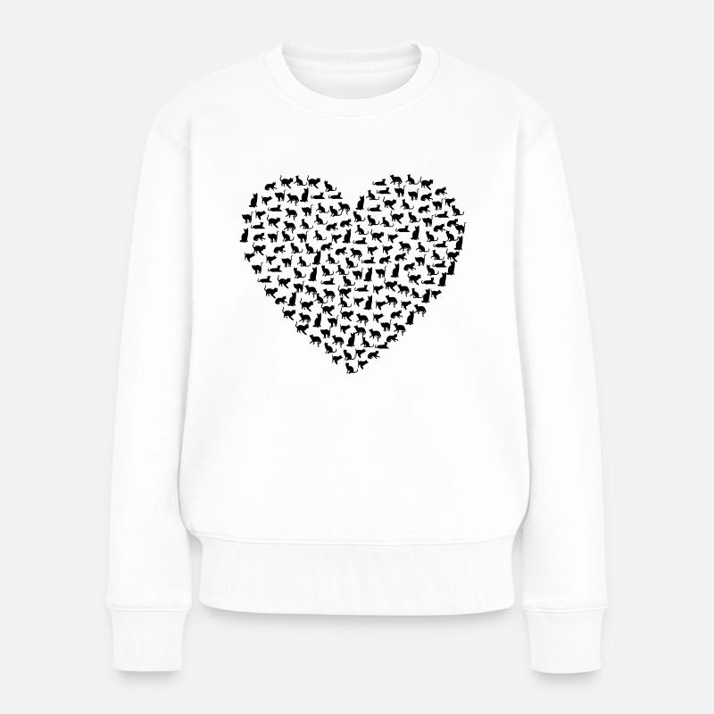 Katzen Herz - Frauen Premium Bio Pullover - Weiß