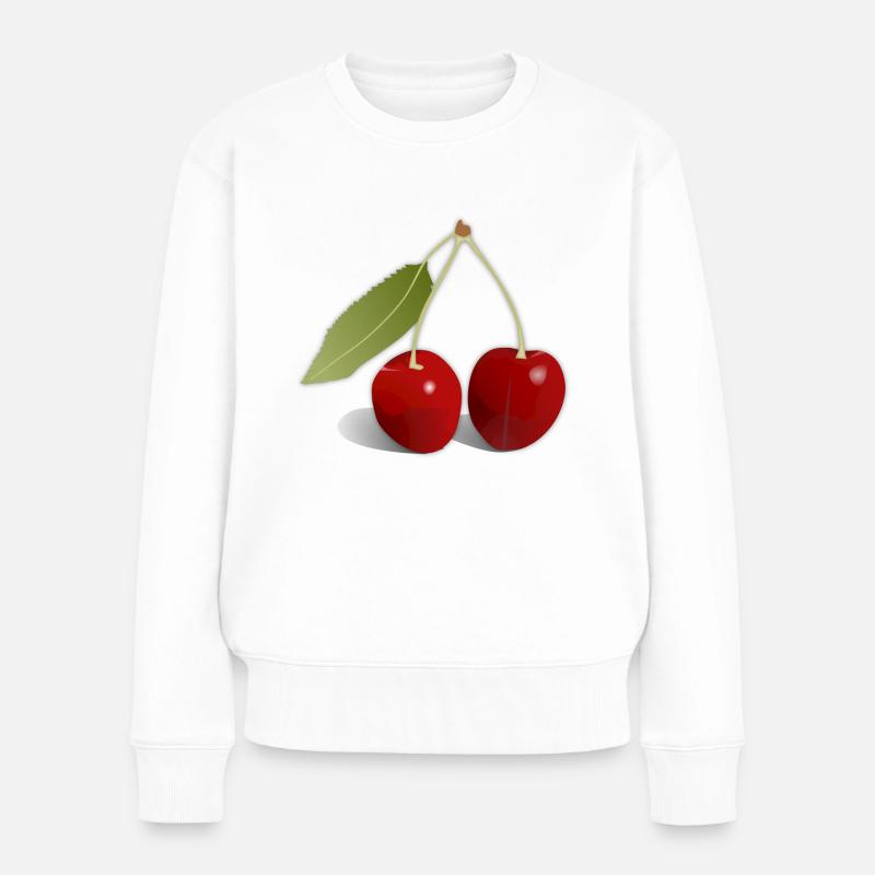 Kirschen - Frauen Premium Bio Pullover - Weiß