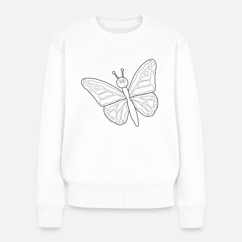 Achtung ein Schmetterling - Frauen Premium Bio Pullover - Weiß