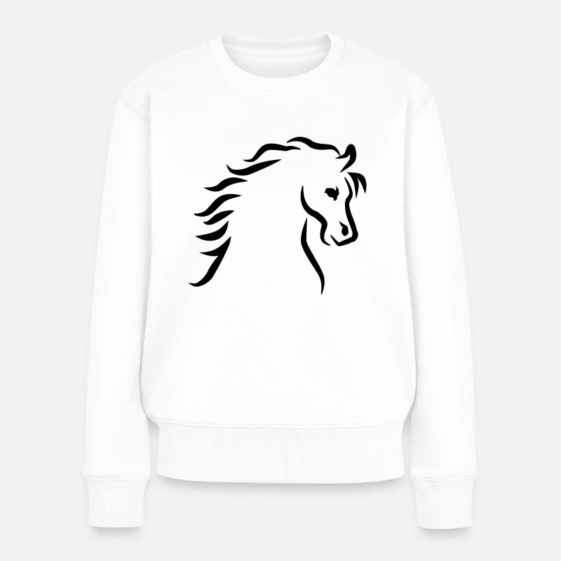 Pferd - Frauen Premium Bio Pullover - Weiß