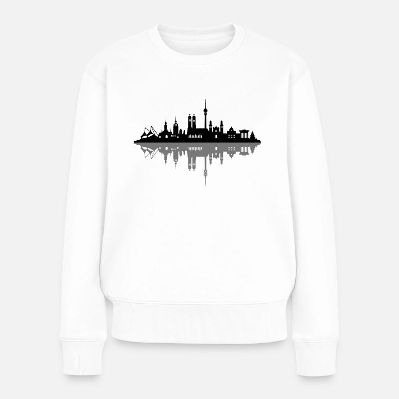 Skyline München Schatten - Frauen Premium Bio Pullover - Weiß