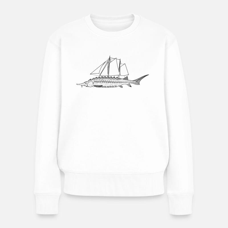 Segelfisch (b) - Frauen Premium Bio Pullover - Weiß