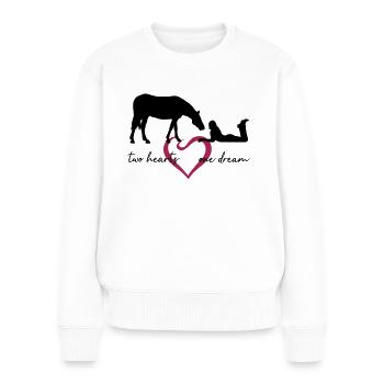 Two Hearts One Dream Lying Girl Horse - Women's Premium Organic Jumper - white - Front - Julia (174cm)