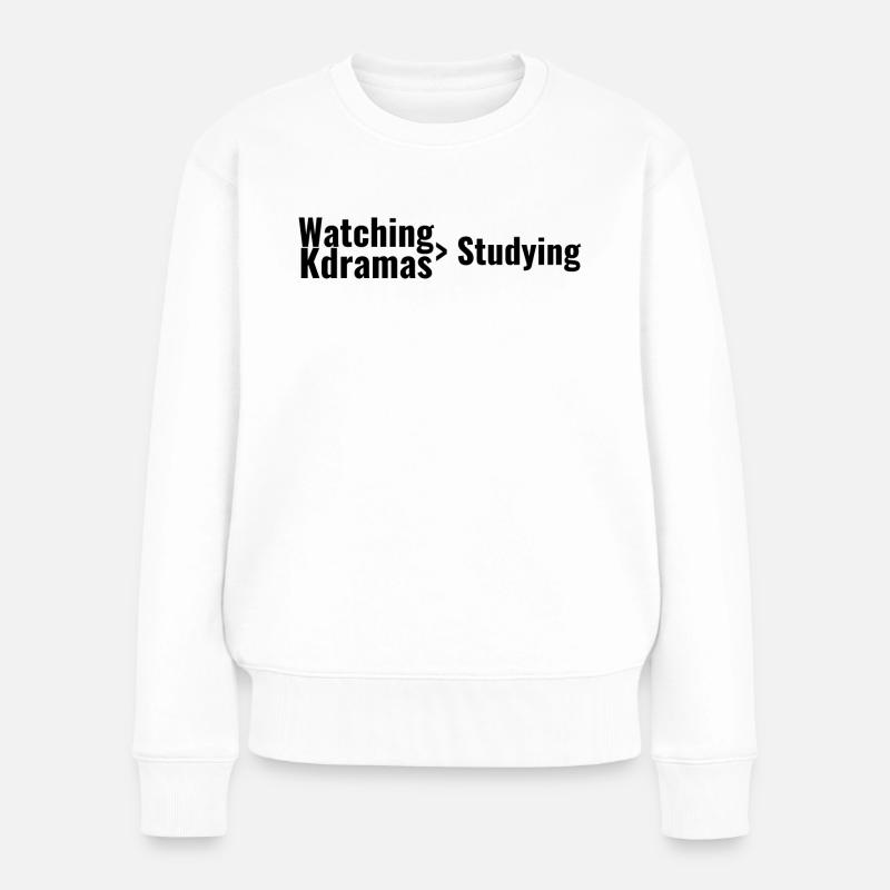 Watching Kdramas > Studying - Women's Premium Organic Jumper - white