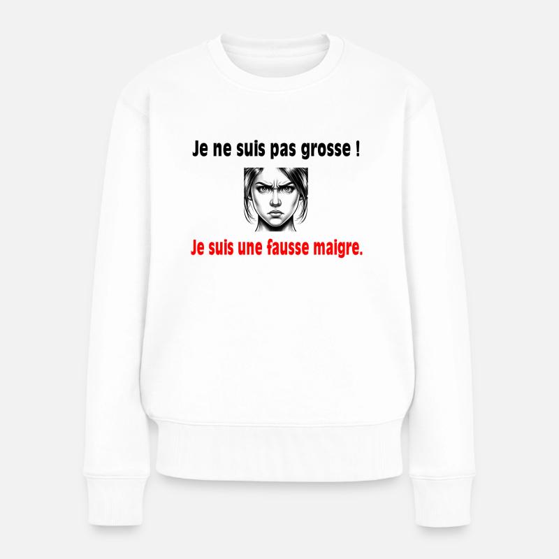 Ich bin nicht fett! - Frauen Premium Bio Pullover - Weiß