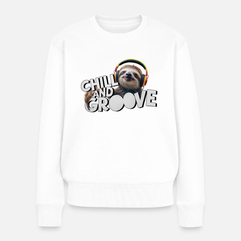 Chillen und Grooven - Frauen Premium Bio Pullover - Weiß