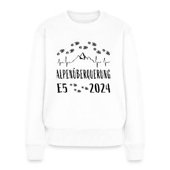 Alpenüberquerung E5 2024 Herzschlag - Frauen Premium Bio Pullover - Weiß - Vorne - Julia (174cm)