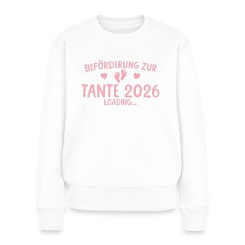 Schwangerschaftsankündigung Werdende Tante 202 - Frauen Premium Bio Pullover - Weiß - Vorne - Julia (174cm)