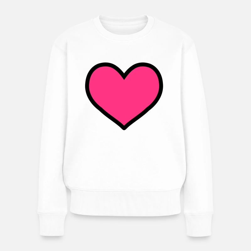 herz - Frauen Premium Bio Pullover - Weiß