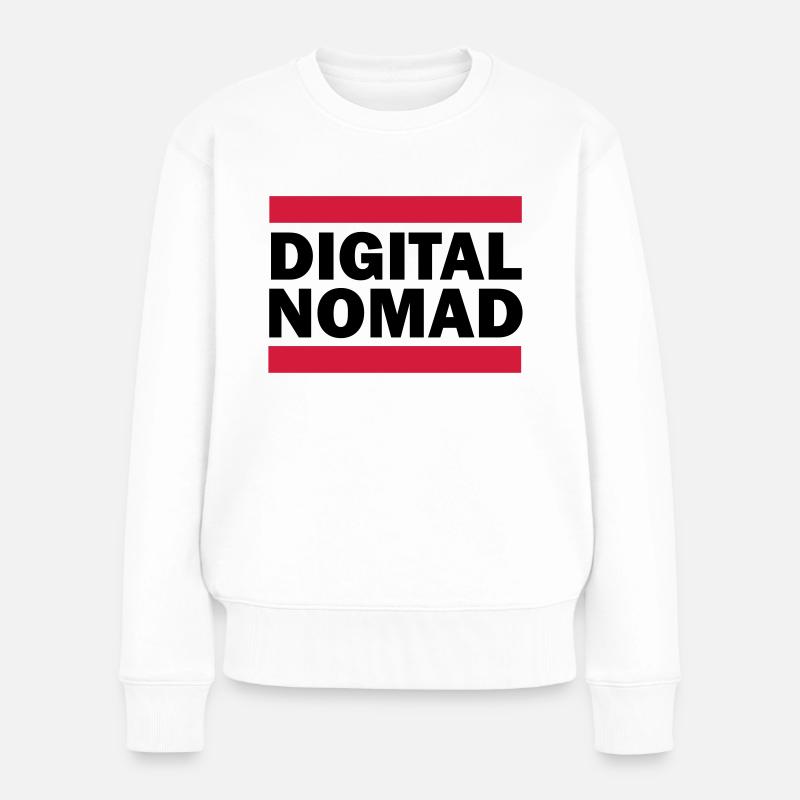 Digital Nomad - Frauen Premium Bio Pullover - Weiß