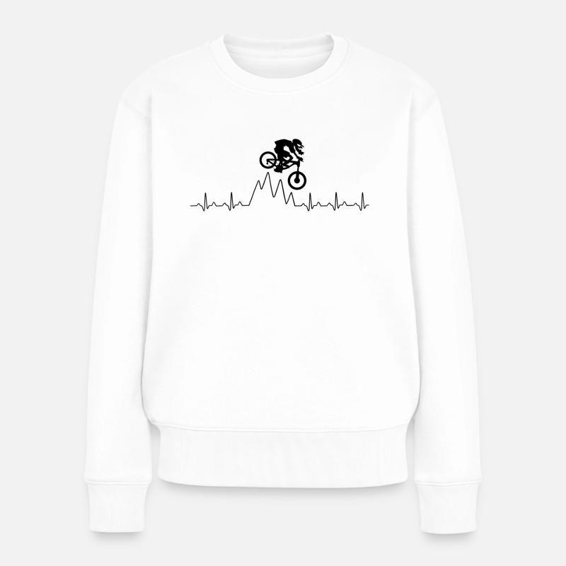 Bavarian Monkey Downhill Herzschlag - Frauen Premium Bio Pullover - Weiß