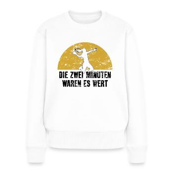 HANDBALL HANDBALLER ZWEI MINUTEN FOUL - Frauen Premium Bio Pullover - Weiß - Vorne - Julia (174cm)
