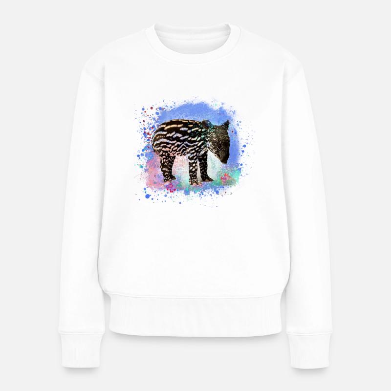 tapir,graffiti,malerei,lachen,blau,baby - Frauen Premium Bio Pullover - Weiß