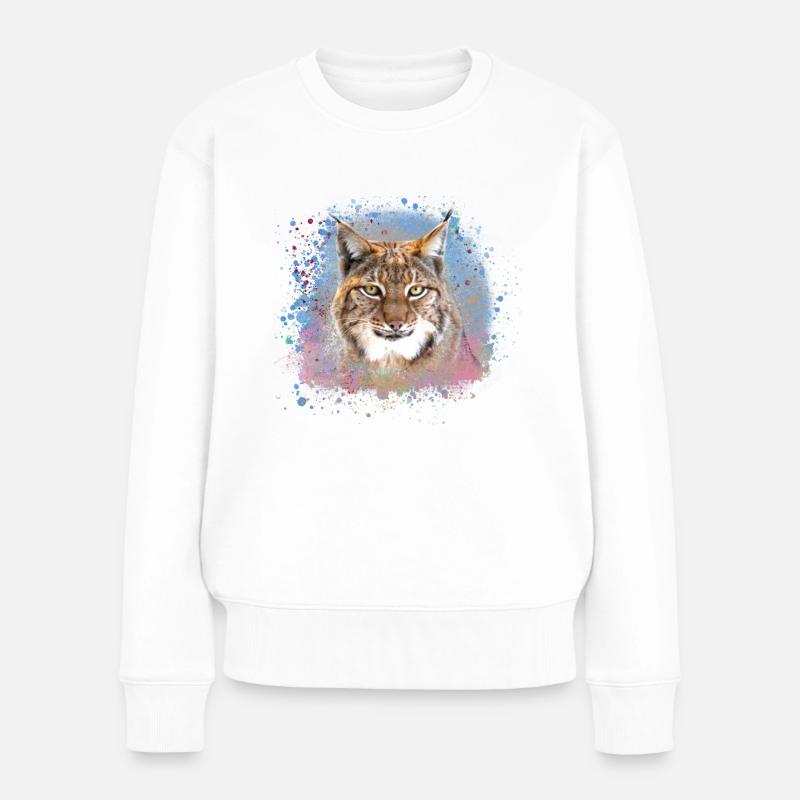 wildkatze,luchs,rosa,graffiti,malerei,katze - Frauen Premium Bio Pullover - Weiß