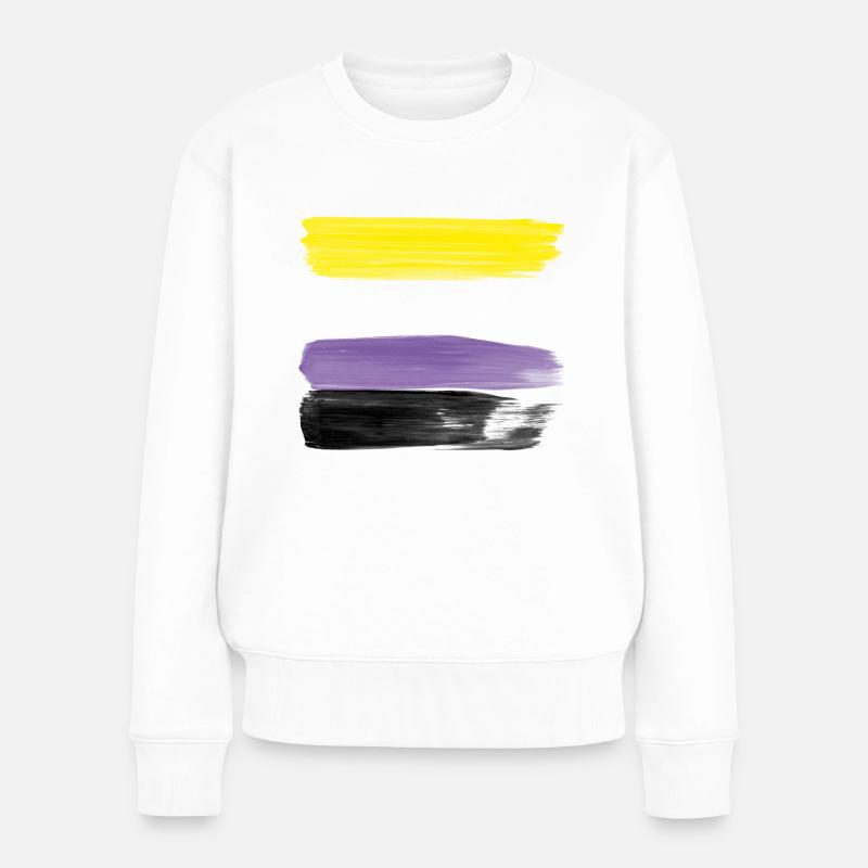 Non-Binary Pride Strokes - Frauen Premium Bio Pullover - Weiß