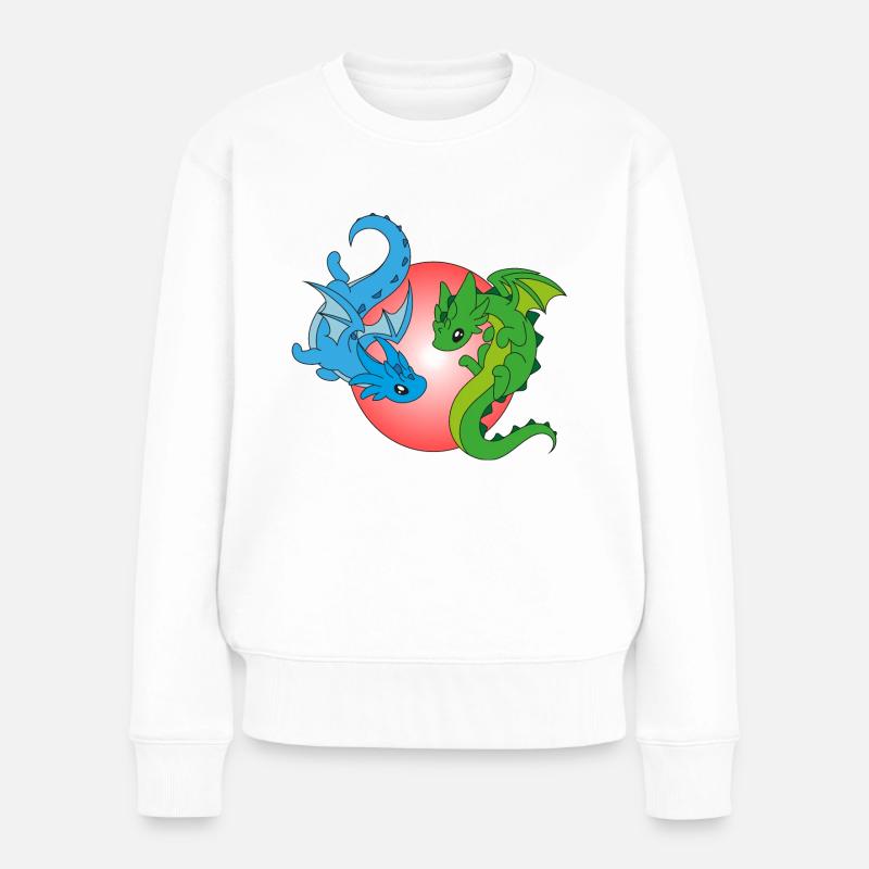 2 Fliegende Drachen - Frauen Premium Bio Pullover - Weiß