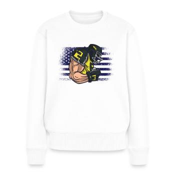 Maillot de football américain Drapeau des États-Unis - Pull Premium bio Femme - blanc - Devant - Julia (174cm)