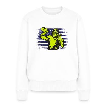 Maillot de football américain Drapeau des États-Unis - Pull Premium bio Femme - blanc - Devant - Julia (174cm)