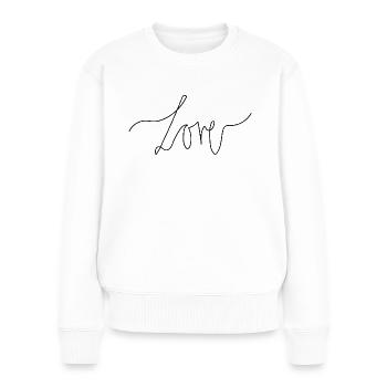 love logo, grafikshirt, trends, minimalistic,basic - Frauen Premium Bio Pullover - Weiß - Vorne - Julia (174cm)