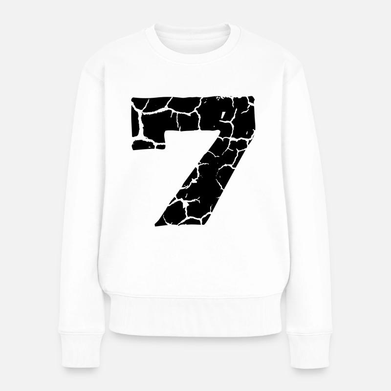 7 Zahl Trikot - Frauen Premium Bio Pullover - Weiß