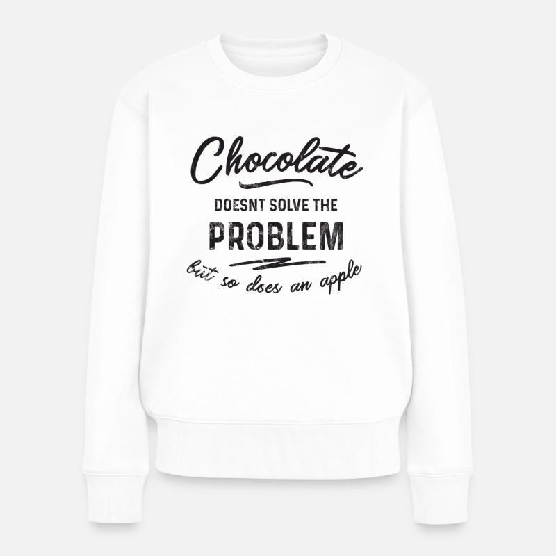 Le chocolat ne résout pas le problème - Pull Premium bio Femme - blanc