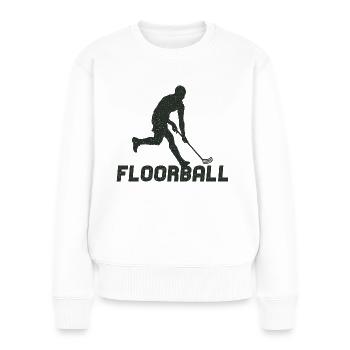 Joueur de floorball Silhouette Floorballer Floorball - Pull Premium bio Femme - blanc - Devant - Julia (174cm)