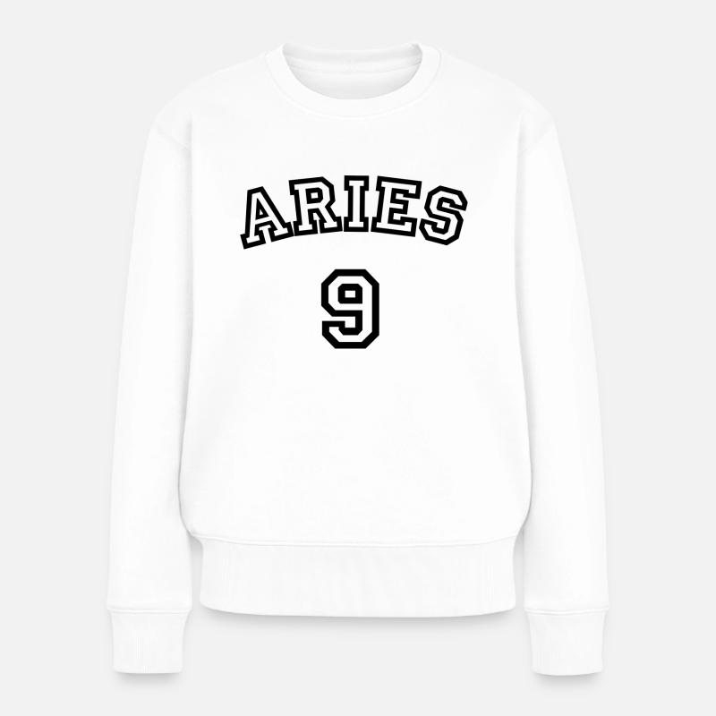 Zodiac Line "Trikot-Style" - Aries - Frauen Premium Bio Pullover - Weiß