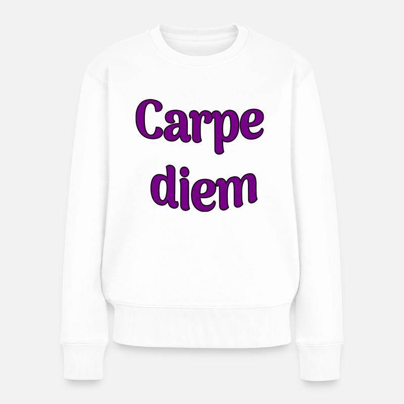 Carpe diem - Frauen Premium Bio Pullover - Weiß