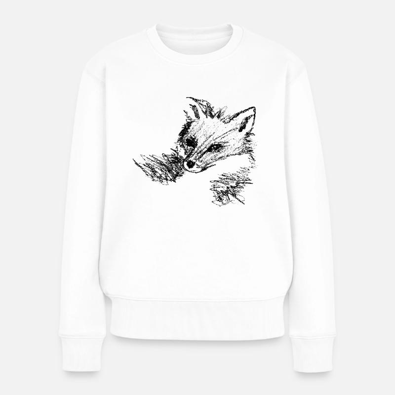 Fuchs - Frauen Premium Bio Pullover - Weiß
