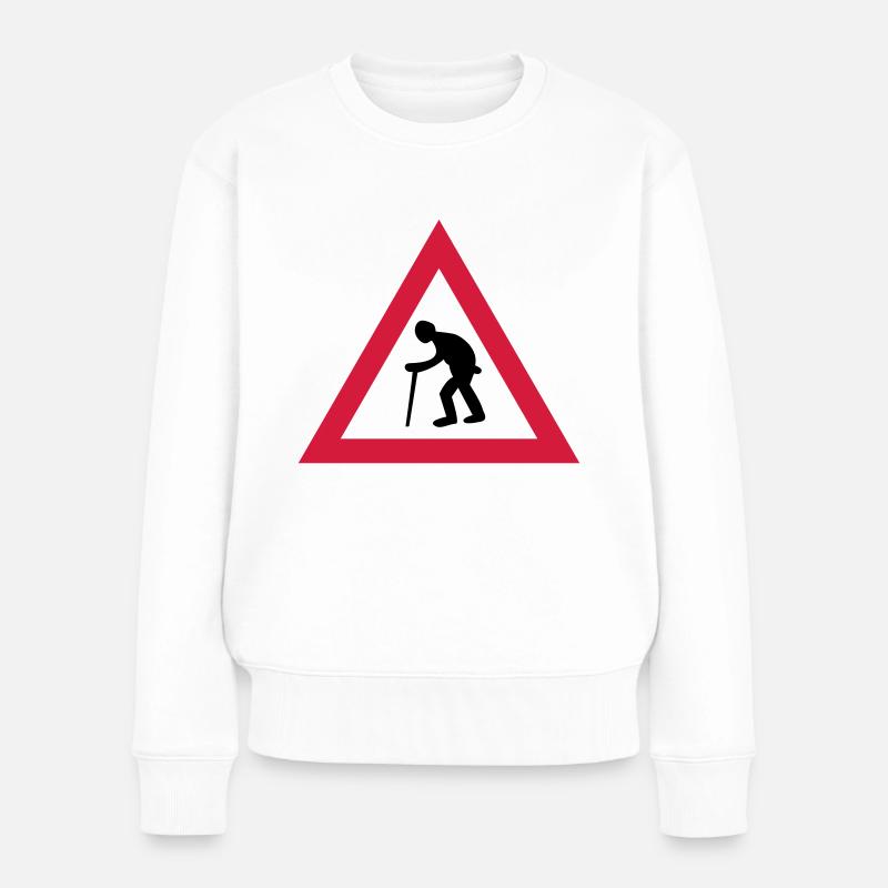 Vorsicht Greis!!! - Frauen Premium Bio Pullover - Weiß