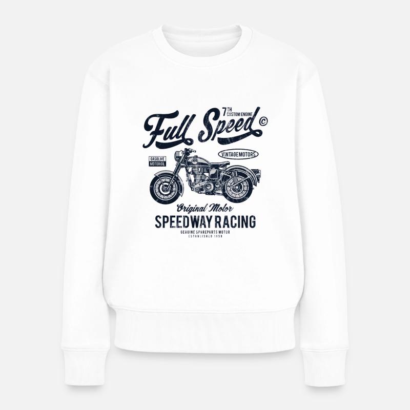 COMPLET BIKER SPEED - Conception moto vintage shirt - Pull Premium bio Femme - blanc