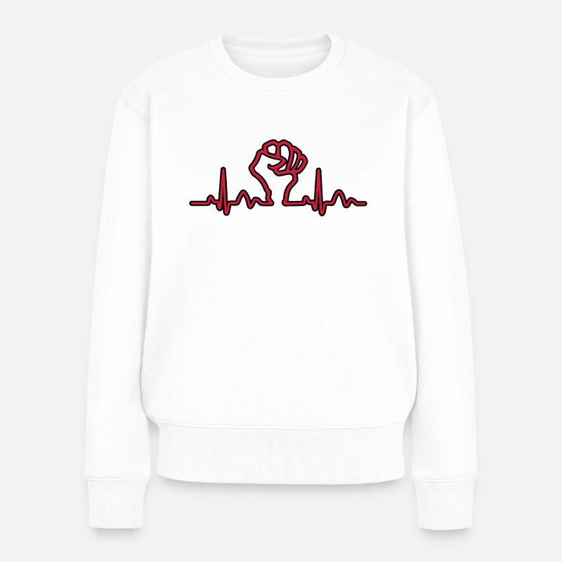 Lignes de coeur électrocardiogramme Fist pouls - Pull Premium bio Femme - blanc