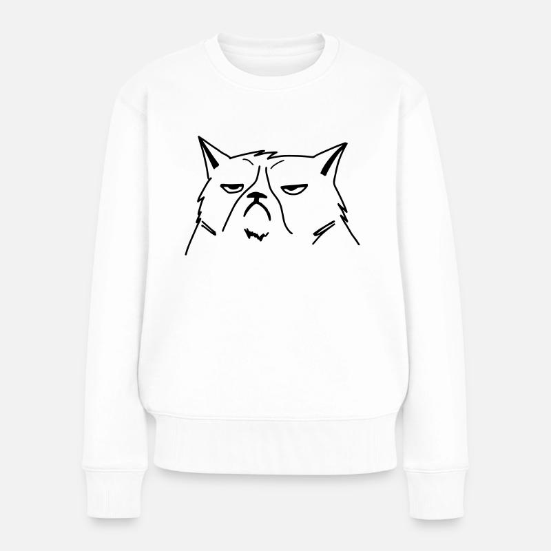 chat grincheux - Pull Premium bio Femme - blanc