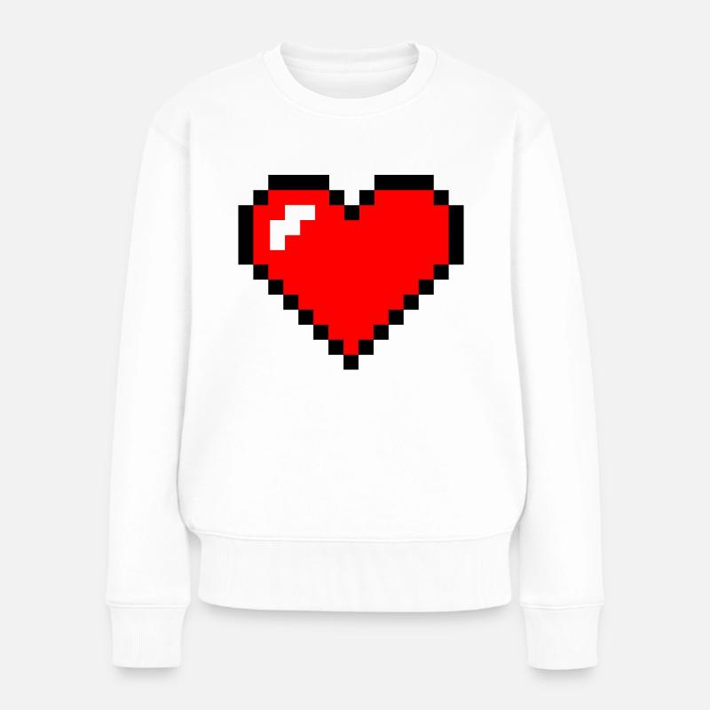 herzpixel - Frauen Premium Bio Pullover - Weiß