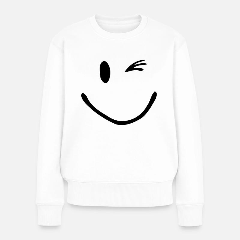 Zwinker Smiley - Frauen Premium Bio Pullover - Weiß