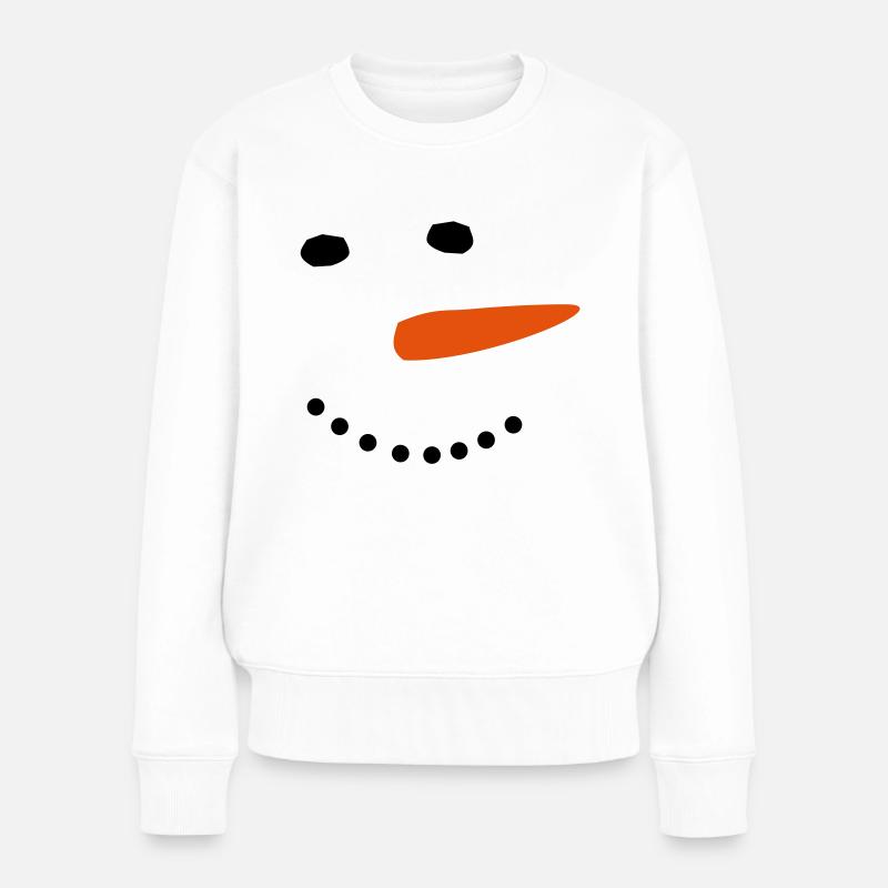 Schneemann Schnee Winter Weihnachten - Frauen Premium Bio Pullover - Weiß