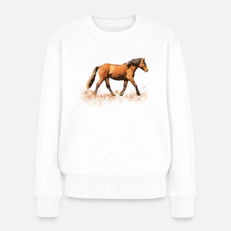 Reiten Pferd Pferde Pferdenarr Pferdenärrin Reiter - Frauen Premium Bio Pullover - Weiß