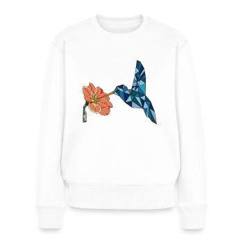 OISEAU AVEC FLEUR - Pull Premium bio Femme - blanc - Devant - Julia (174cm)