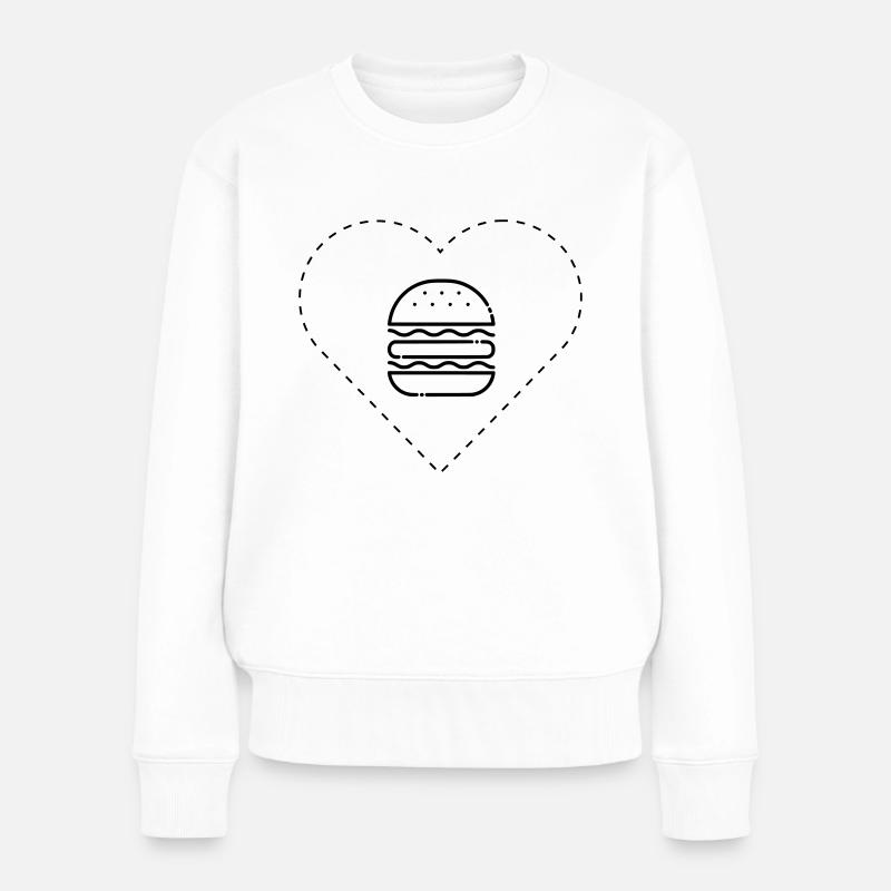 Burger Fast Food Essen Übergewicht Dicke - Frauen Premium Bio Pullover - Weiß