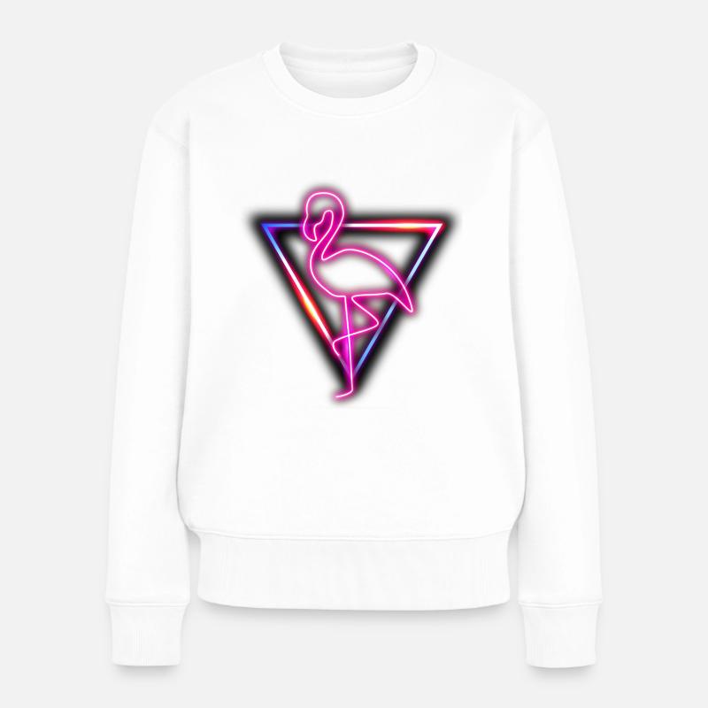 Flamingo Rosa Neon - Frauen Premium Bio Pullover - Weiß