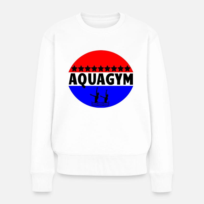 AQUAGYM Silhouetten (schwarz, Halbkreise) - Frauen Premium Bio Pullover - Weiß