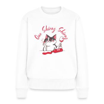 Que Shiraz Betrunkene Katze Weinliebhaber Shirt - Frauen Premium Bio Pullover - Weiß - Vorne - Julia (174cm)