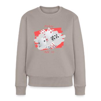 Poker All in - Pull Premium bio Femme - taupe - Devant - Julia (174cm)