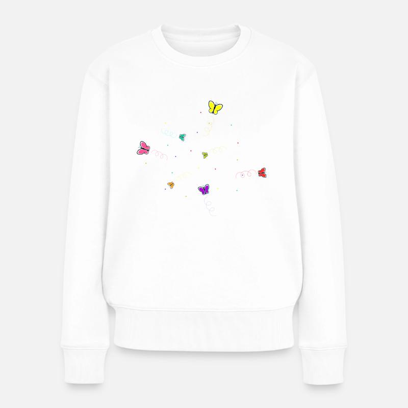 Schmetterlinge - Frauen Premium Bio Pullover - Weiß