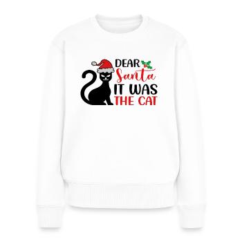 Cher Père Noël, c’était le chat - Pull Premium bio Femme - blanc - Devant - Julia (174cm)