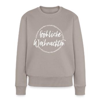 Fröhliche Weihnachten - Frauen Premium Bio Pullover - Taupe - Vorne - Julia (174cm)