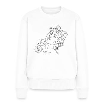 Frau mit Blumenkranz - Frauen Premium Bio Pullover - Weiß - Vorne - Julia (174cm)