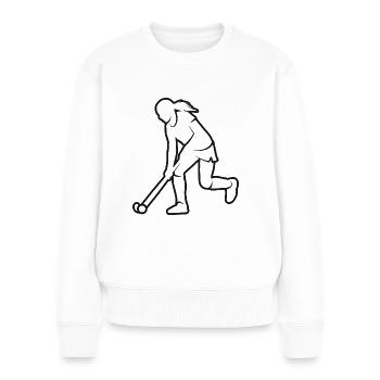 Feldhockey Spielerin Hockey Frauen Hockeyspielerin - Frauen Premium Bio Pullover - Weiß - Vorne - Julia (174cm)